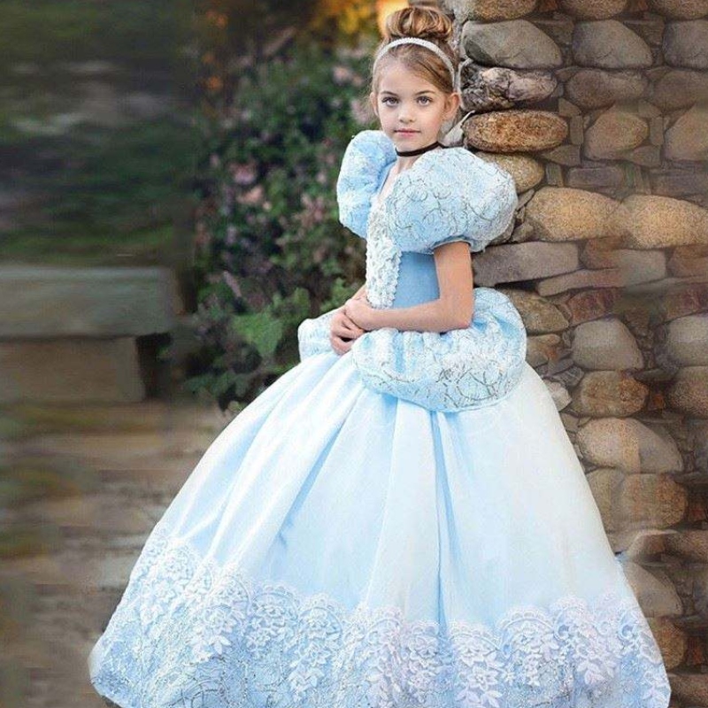 Robe de princesse bleue pour les filles Halloween Party Cosplay Costume Kids Princess Dress Up