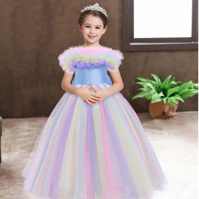 Flower Girl Unicorn Robe Wedding Baby Girl Optifit les enfants Robes tutues longues pour les filles anniversaire