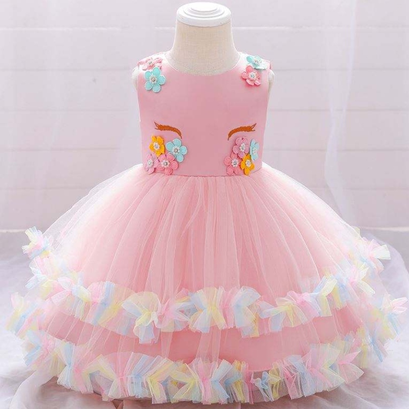 Baige Children Unicorn Party Princess Dress Up Flower Gilr Robes Kids Girl Wedding Party Robe