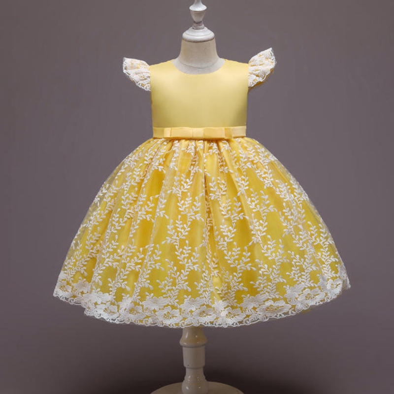 Robe de princesse des enfants Mesh jupe gonflée Fleur fille danse piano costume