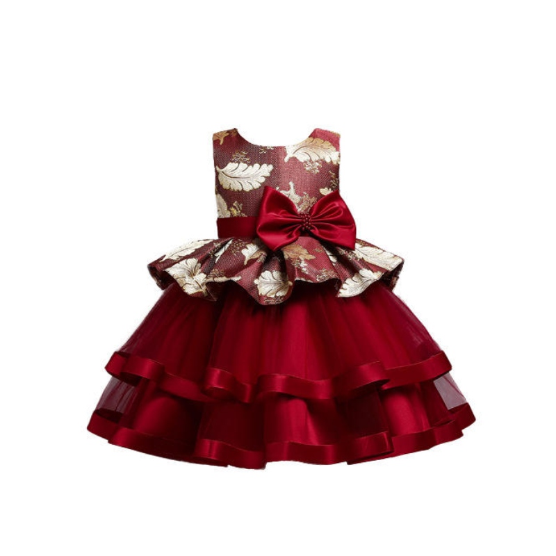 Robe de mariée en dentelle de filles brodées robe de princesse fleur jupe tutu fille tutu