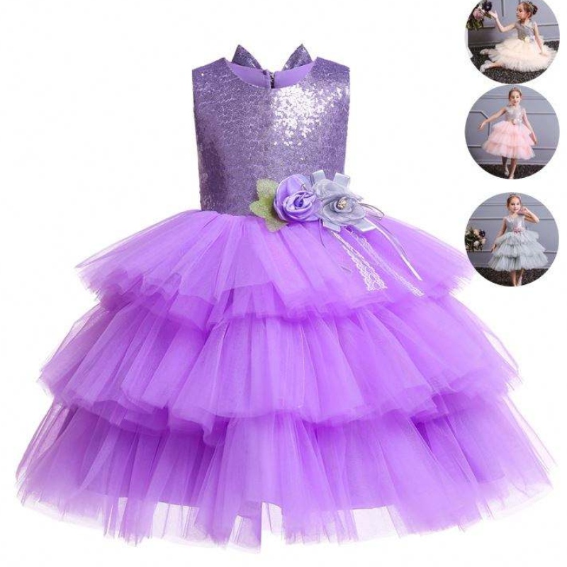 Été Nouveau dos sans dos Princesse jupe fille Bow Sequin Children \\'s Fashion Dress Costume 1729