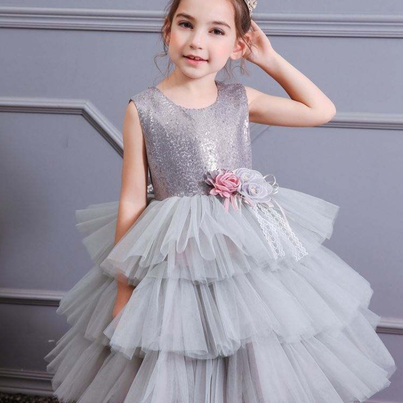 Été Nouveau dos sans dos Princesse jupe fille Bow Sequin Children \\'s Fashion Dress Costume 1729