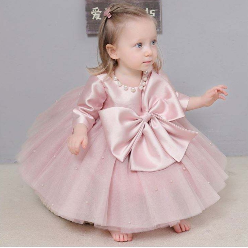 Baigenouveau bébé robe d'une annue de princesse baby big-day big arc épaissis des enfants dz008