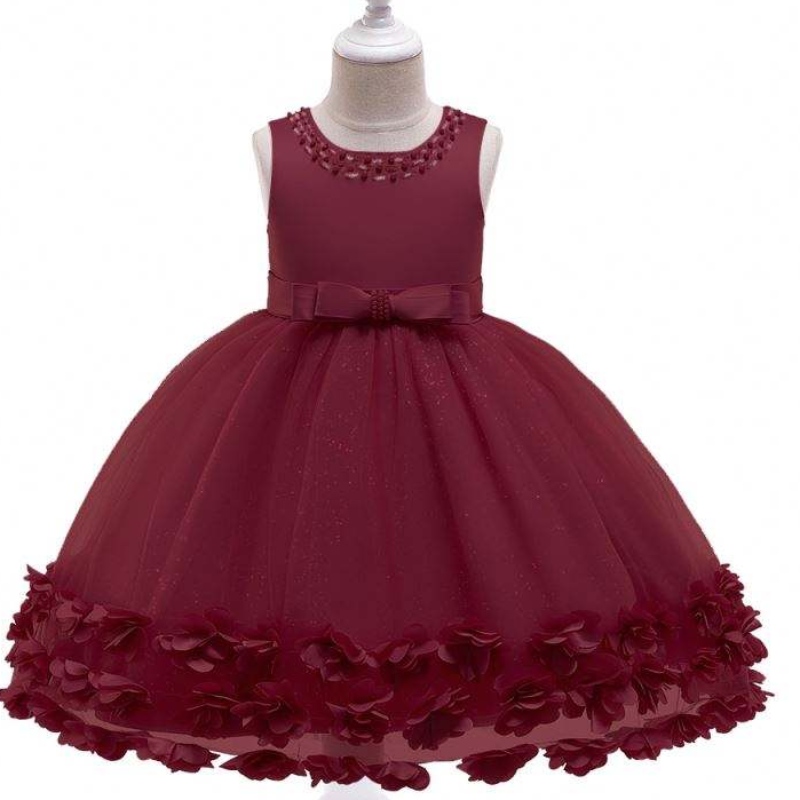 Baige en gros princesse fleur robe filles d'anniversaire de fête d'anniversaire costume de mariage fantaisie robes de bébé