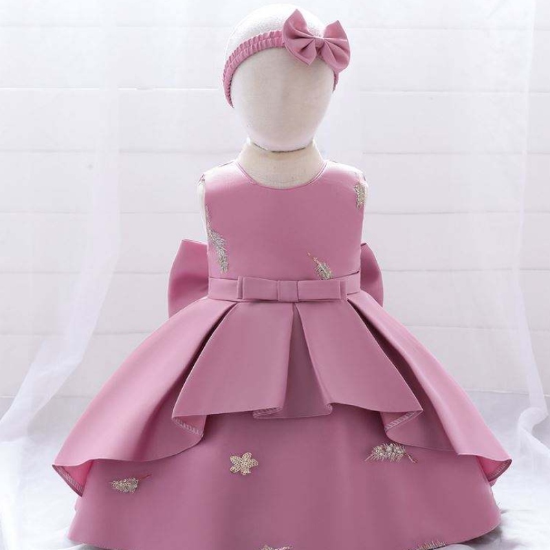 Baige 2year bébé en dentelle de fête robe Big Bow Princess Bouille de bal robe de bal de balle pour enfants Broderie Robe pour fille de tout-petit