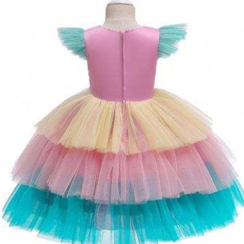 Baige tulle manches Unicorn tutu jupe enfants gâteau robe de fleur robe costume halloween fête