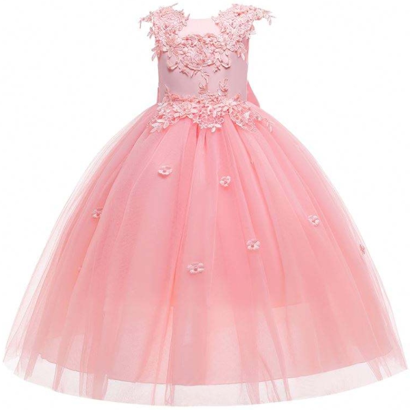 Baige Applique en gros de Baige Pretty Princess Summer Flower Girls Robes de mariage Robe de fête d'anniversaire pour filles 4-14 ans en stock