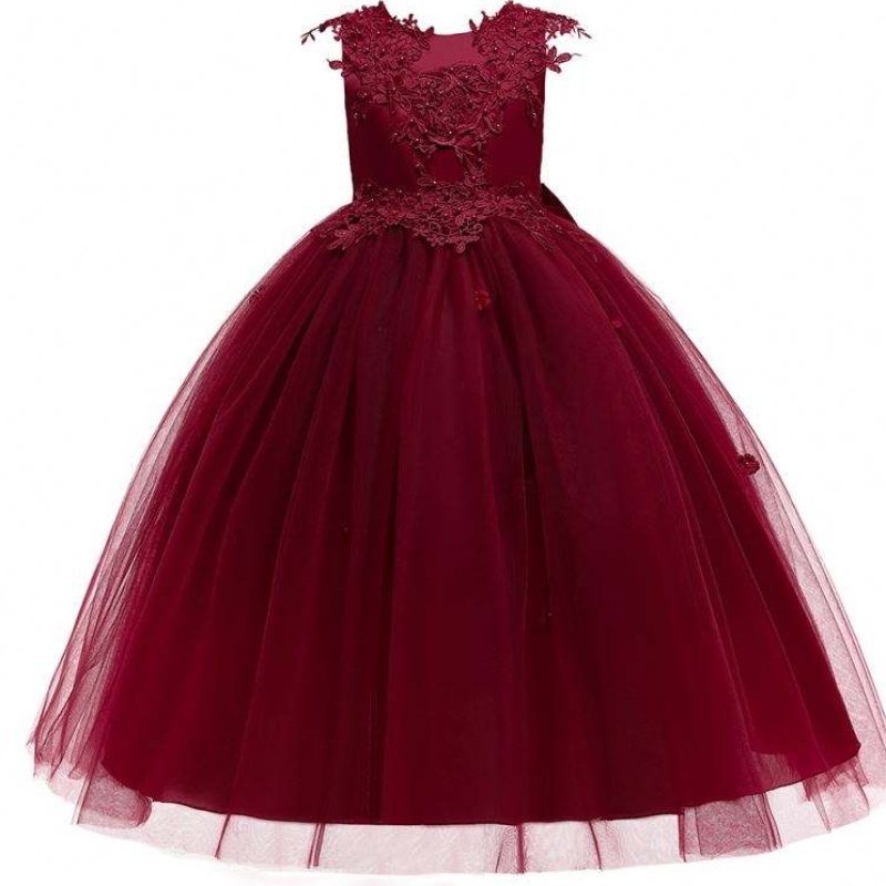 Baige sans manches couches princesse marron rose blanc tulle fleur filles robes de fête d'anniversaire robe fille fleur robe