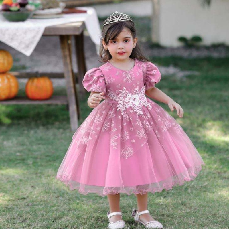 Baige appliquée à manches courtesnouvelles conceptions de bébé robe robe de fête pour les filles pour enfants