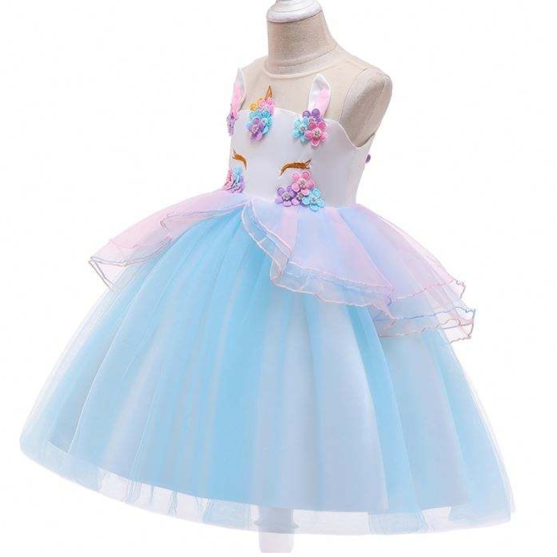 Nouvelle robe de soirée Unicorn Vêtements pour enfants Baby Party Mesh Fancy Dresses For Girl Robe DJS006