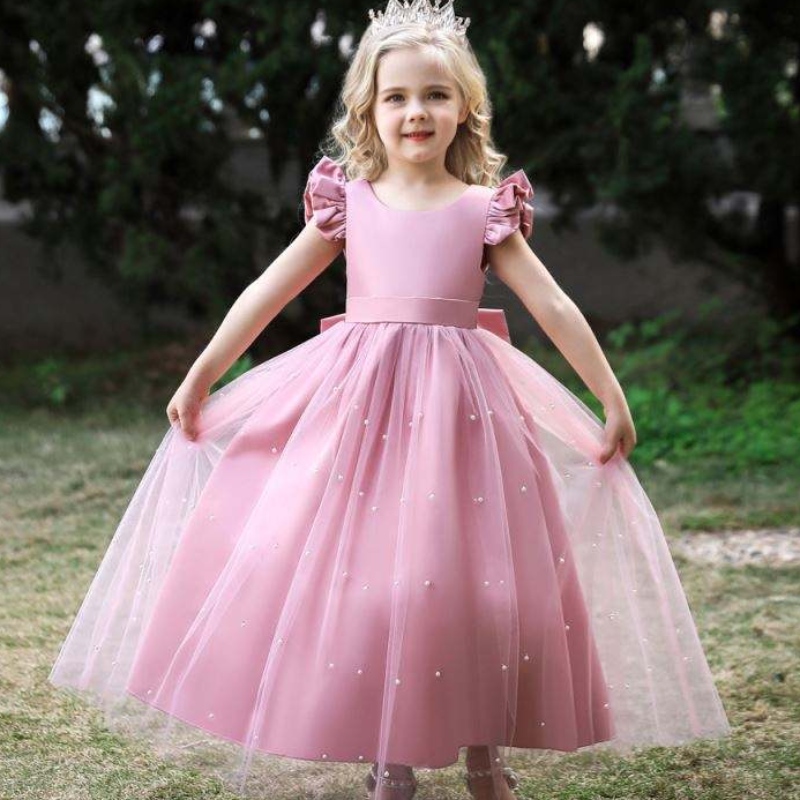 4-14 ans robe en dentelle de fleur vêtements filles princesse fête concours de robes longues pour enfants pour filles vêtements de soirée de mariage