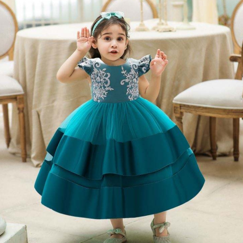 Baige Fashion Flower Washings Kids Clothing Party Portez des enfants imprimés floraux Robe Boutique pour fille 0-2 ans