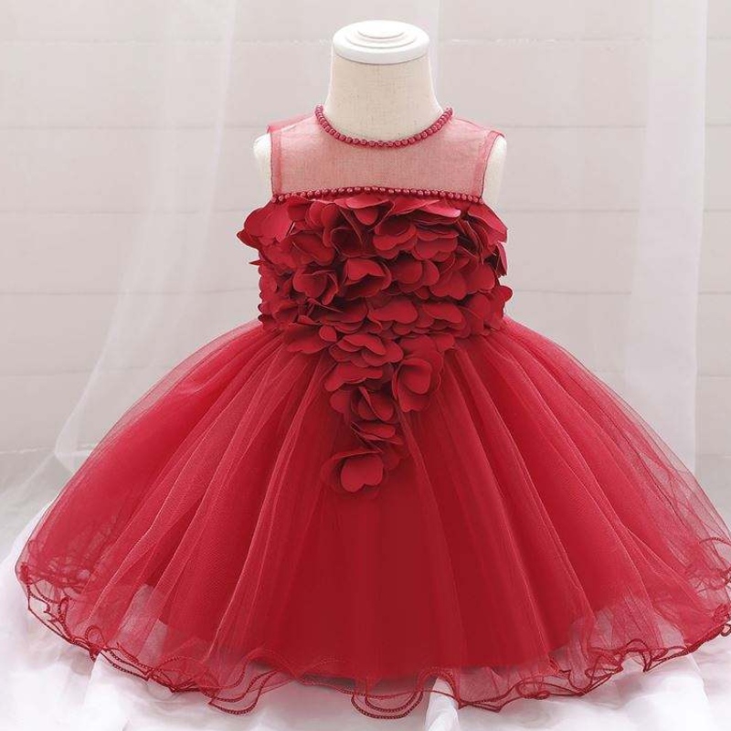 Nouveau design Enfants vêtements enfants Design design fleur bébé fille robe d'anniversaire l1932xz