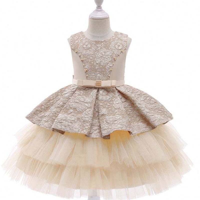 Baige princesse flower fille robe d'été tutu mariage anniversaire fête des enfants adolescents conceptions de robe de bal adolescent