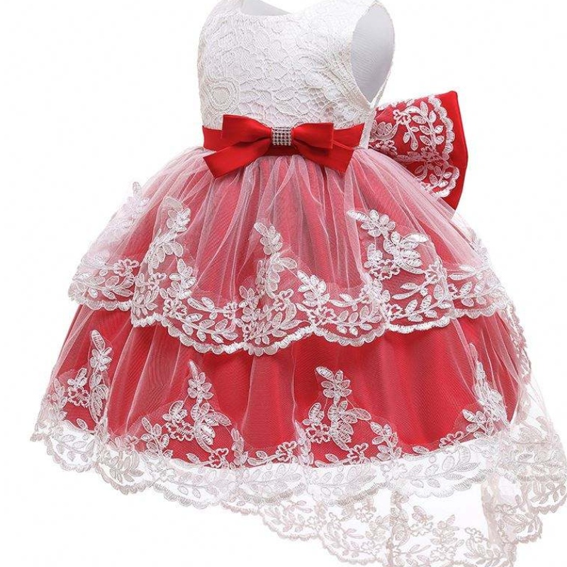 Elegant Baby Girls Party Party porte robe de broderie Longue robe de bal pour les enfants