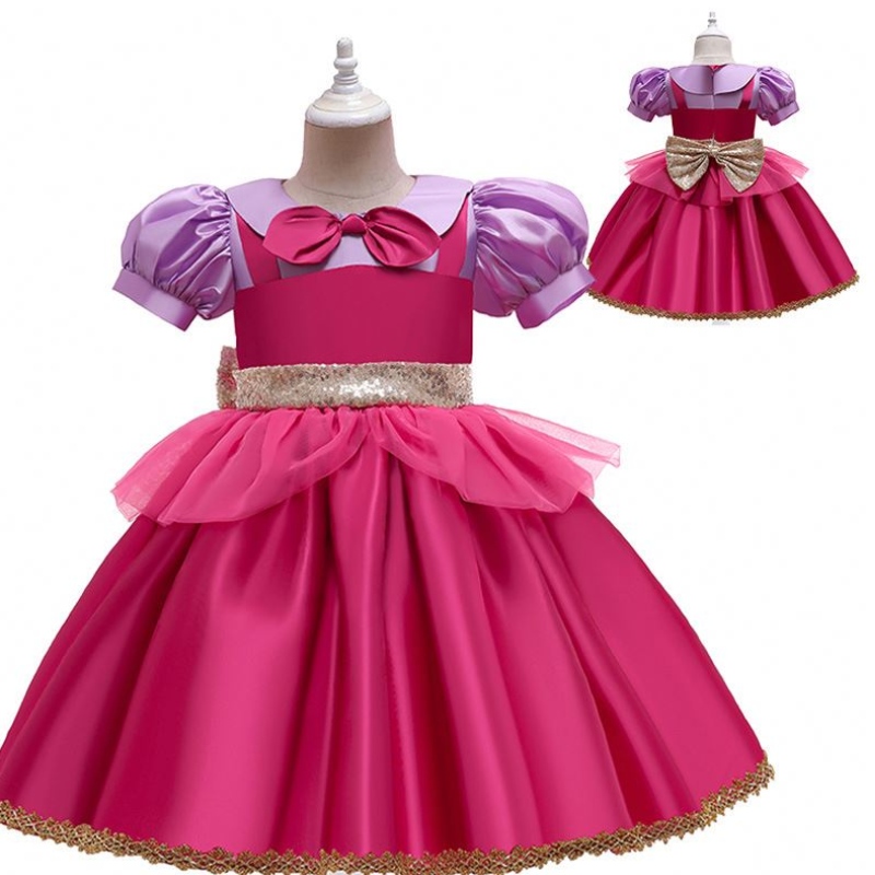 Baige Rose Rouge Riding Hood Costume Flower Girl Party Robe avec bandeau gratuit D0702