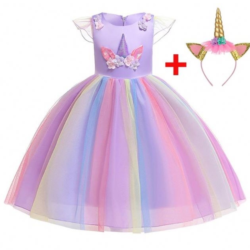 Robe de licorne pour filles robe de tutu arc-en-ciel de licorne pour tenue de fête d'anniversaire avec bandeau