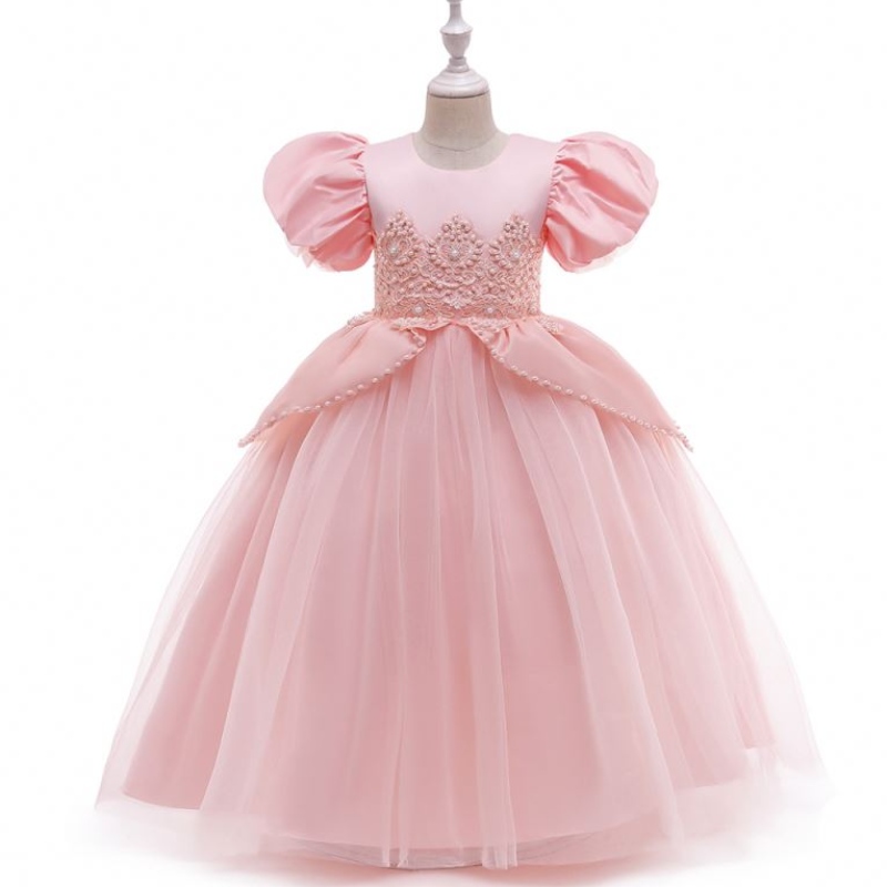 Baige New Style Robes roses pour les enfants Mariage de soirée Robe de fête de princesse mignonne Costume de robe de fleurs d'anniversaire pour filles lp-262