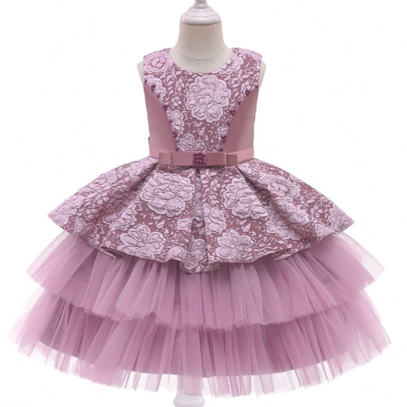 Baige princesse fleur fille robe anniversaire congageant robe fête fille d'été girls girls vêtements robes 3-10 ans