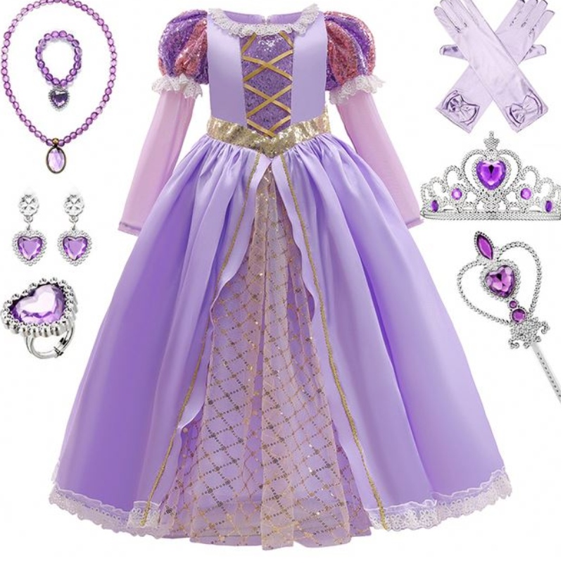 Baige filles princesse sofia robe cosplay costume kids sequins sophia couches manches longues carnaval halloween fête robe