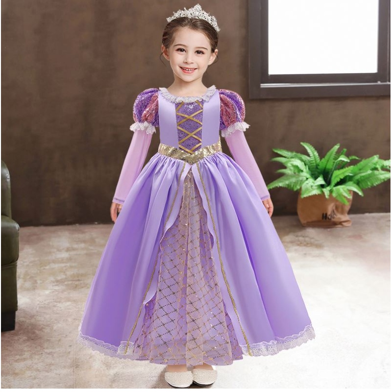 Baige filles princesse sofia robe cosplay costume kids sequins sophia couches manches longues carnaval halloween fête robe