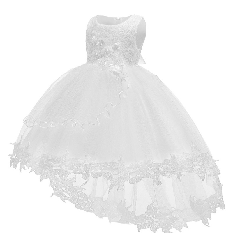 Robe de mariée fille de style européen pour les enfants beaux robes rouges de fête d'anniversaire pour filles de 6 à 24 mois sans manches