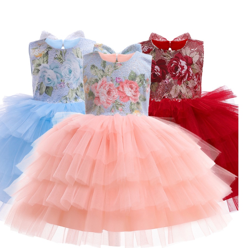 Été bébé fille doux style dentelle en dentelle de fleur robe d'anniversaire en jupe tutu jupe de mode fête bébé robe