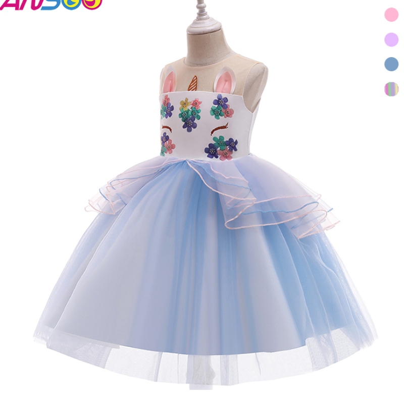 Robe de licorne Ansoo pour fille arc-en-ciel tutu princesse robe pour enfants robe de fête d'anniversaire