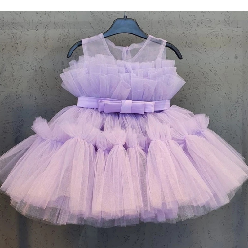 Baby Girls Princess Party Robes pour anniversaire sans manches en tulle