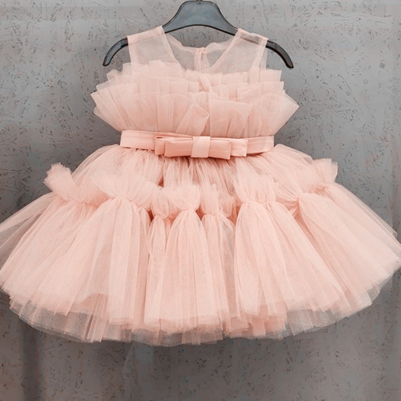 Baby Girls Princess Party Robes pour anniversaire sans manches en tulle