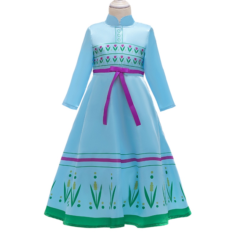 Vêtements enfants Costumes Halloween Girls Kid Anna Princess Elsa Blue Green Robe for Girls