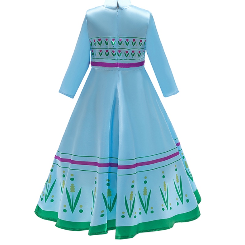 Vêtements enfants Costumes Halloween Girls Kid Anna Princess Elsa Blue Green Robe for Girls