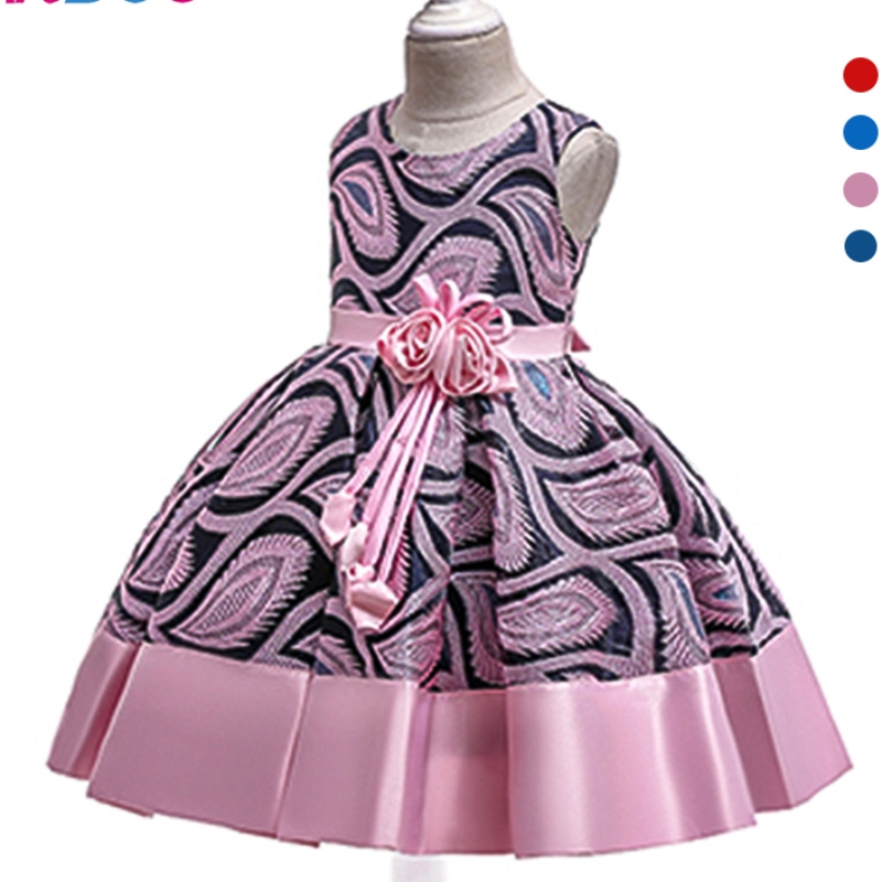 ANSOO Summer Flower Kids Lace Robe Four Couleurs Baby Girl Party Tutu Robe Wedding Princess Robe