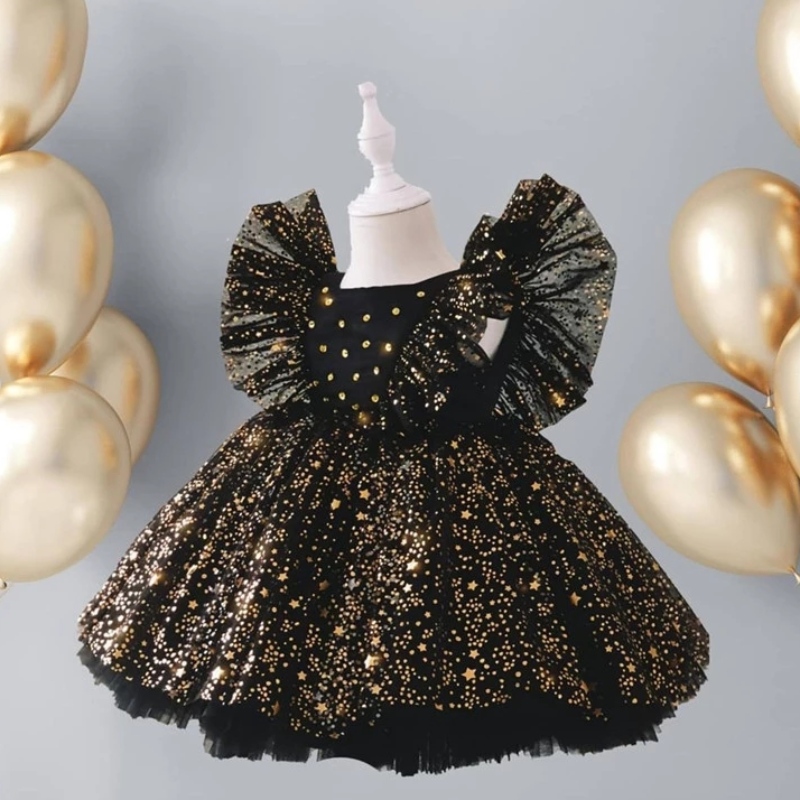 Bébé 1ère robe d'anniversaire pour filles paillettes moelleuses