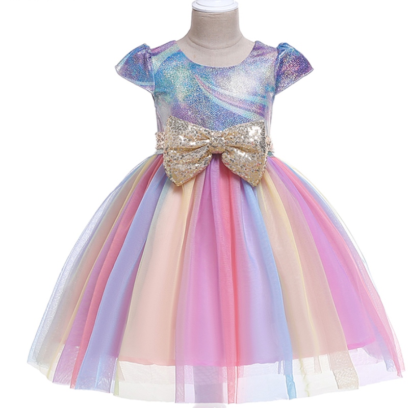 ANSOO OA OEM ODM HOT VENDRE UNICORN RABOW BEBEBOW GIRL Robes d'anniversaire Cotton Girl Princess Party Robes pour 1 à 6 ans Girls Tutu