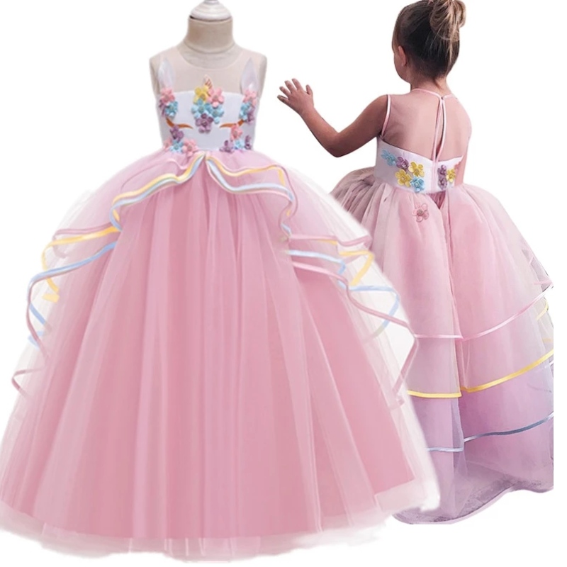 Fancy girl Halloween Unicorn Party Long Robe Costume des filles princesse pour enfants vêtements bébé fille robes enfants vêtements