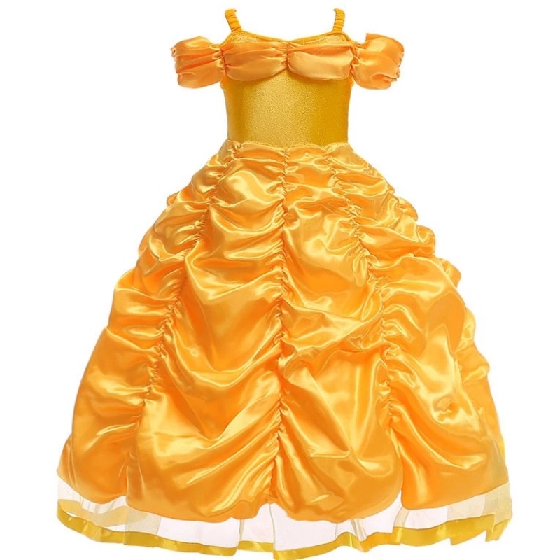 Belle costume girls Beauty and the Beast Princess Dress Up Children sans épaule Robe de bal en couches pour Halloween