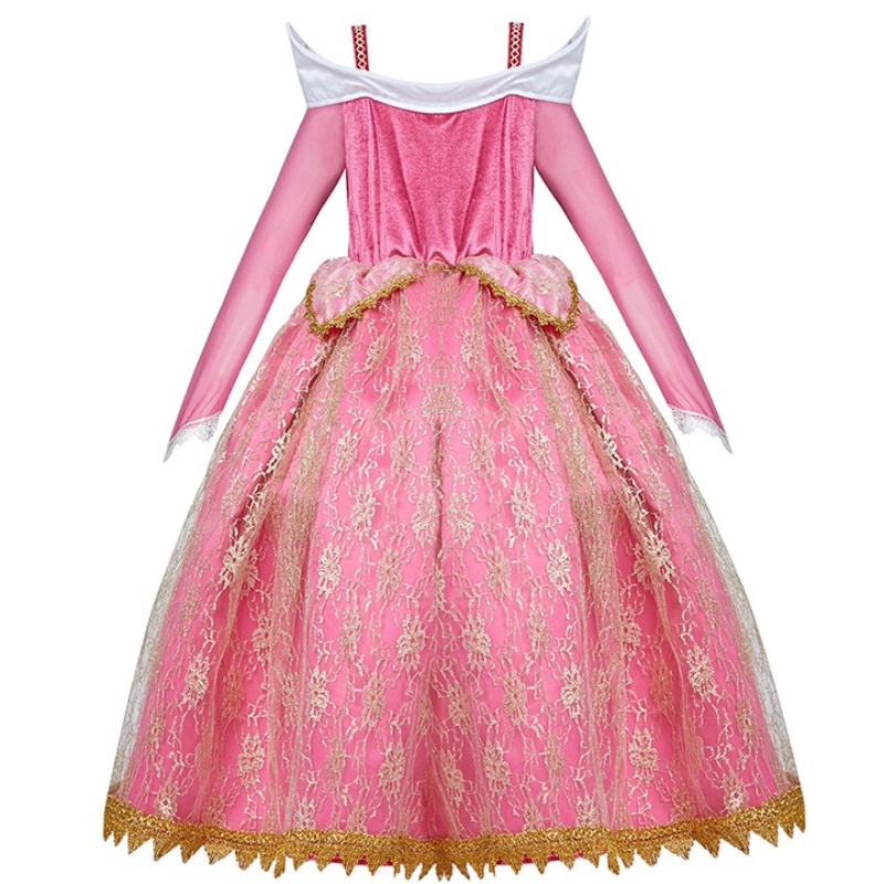 Girls Deluxe Sleeping Beauty Princess Costume à manches longues Pageant Robe de fête Enfants fantaisie déguiser les robes 3-10T