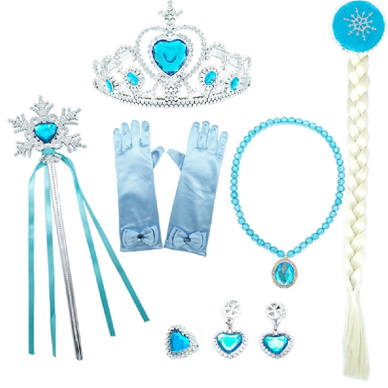 Filles Elsa s'habillent avec des enfants de train perles à manches longues à manches longues Impression d'Halloween Carnival Party Princess Costume