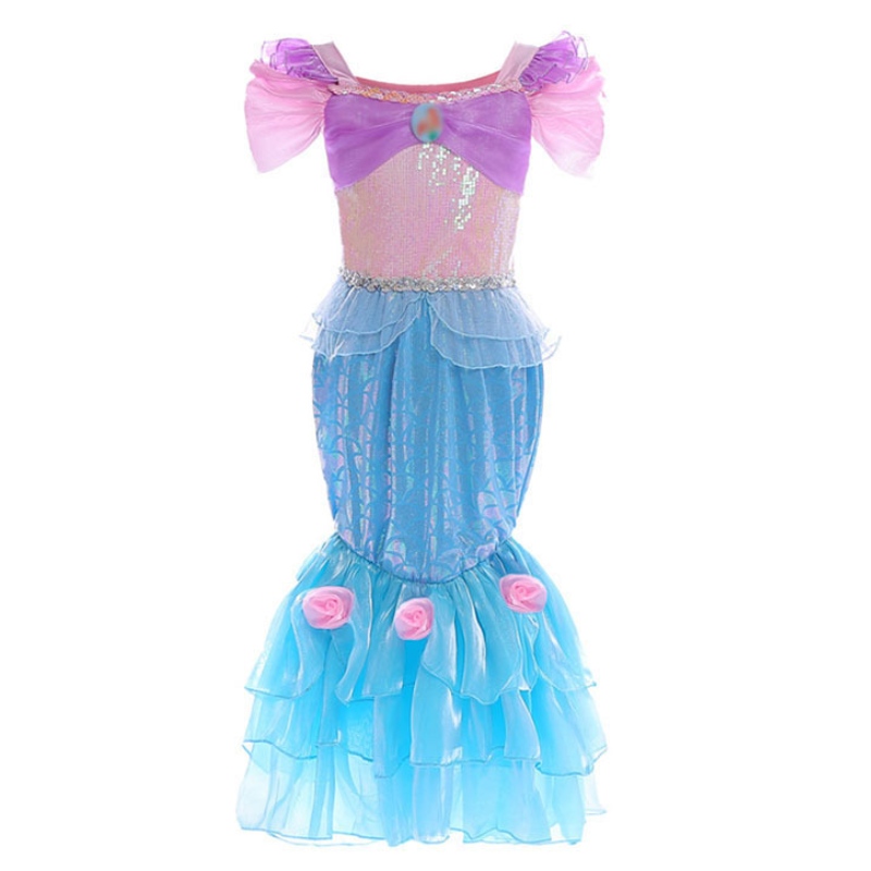 Fille petite sirène princesse fantaisie costume up enfants enfants robes d'été enfants