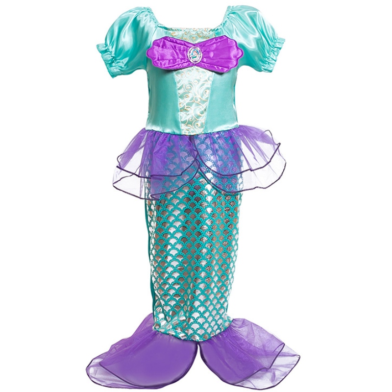 Fille petite sirène princesse fantaisie costume up enfants enfants robes d'été enfants