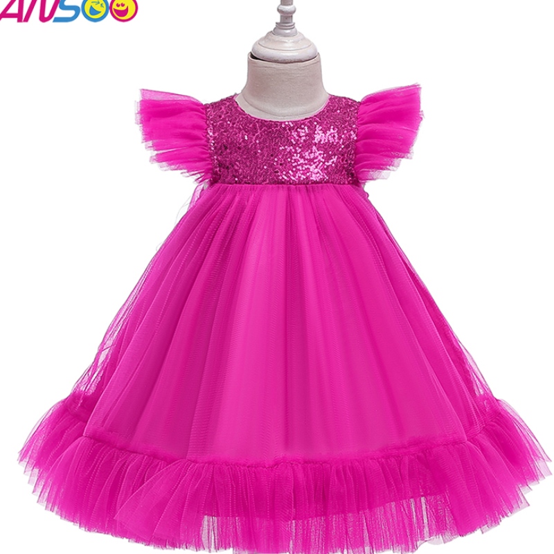 Ansoo European and American Pink Dress Girls \\ 'Nouvel An Gauze Princess Robes pour 2-4 ans