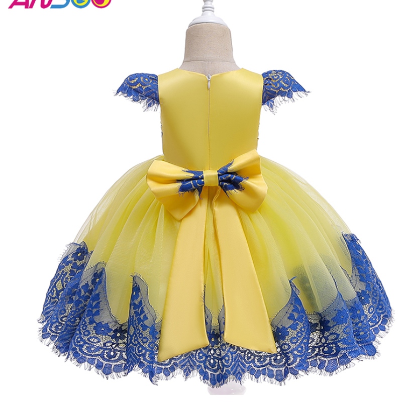 ANSOO bébé filles manches bouffantes rétro fête jaune enfants princesse arc été tutu rose rose pour filles enfants