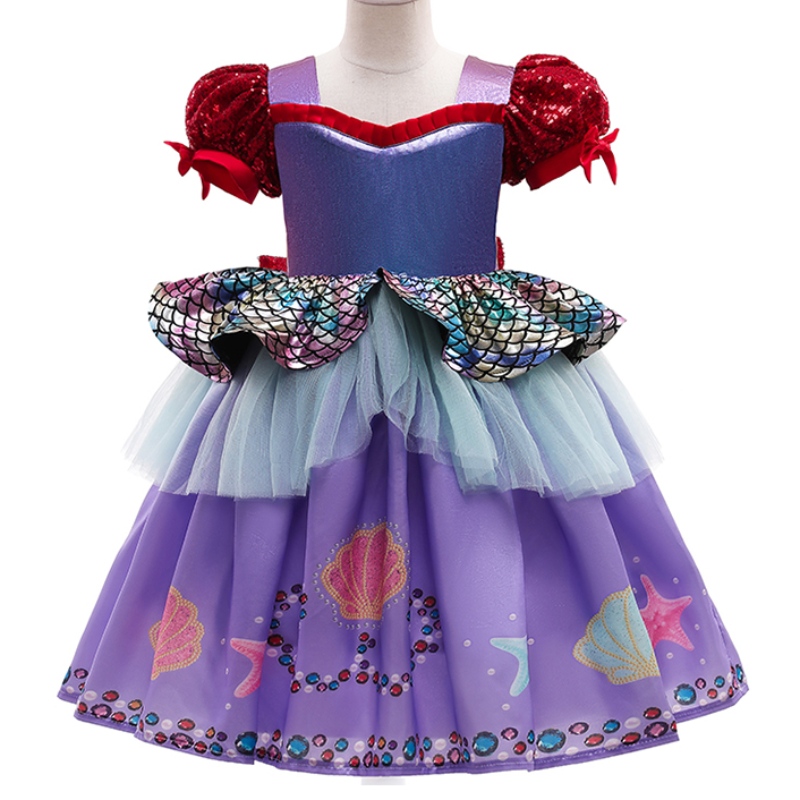 ANSOO AMZDREAMS 2022 NOUVELLE FACIÈRE KIDS PARTY Vêtements d'anniversaire princesse Girl Girl Purple Tutu Robe avec un bandeau Robe de sirène