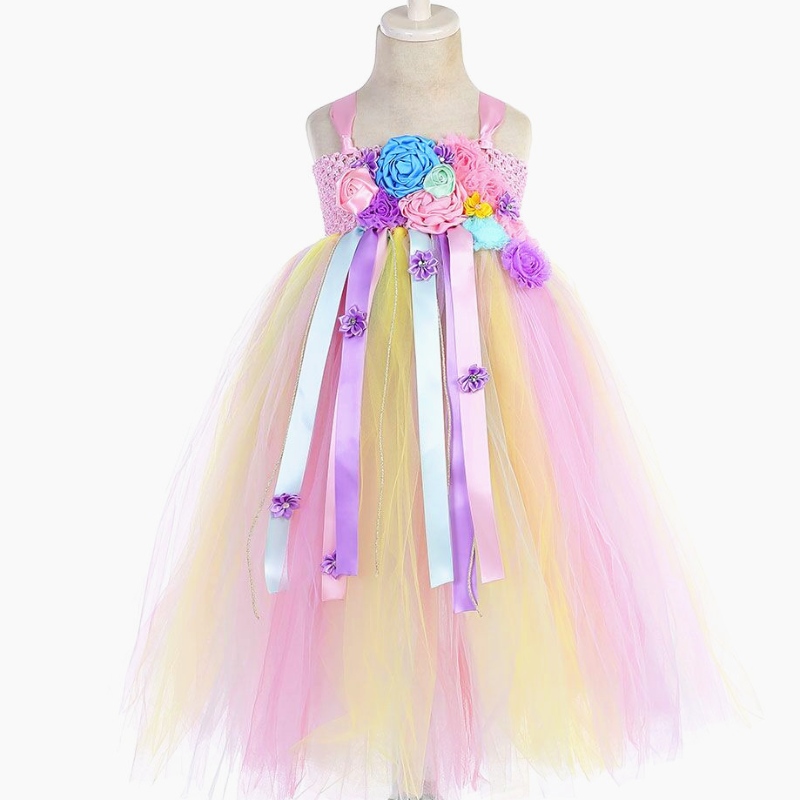 Kids Princess Robe Colorful Candy Mesh Party Robe Unicorn Tutu Jupe pour les filles