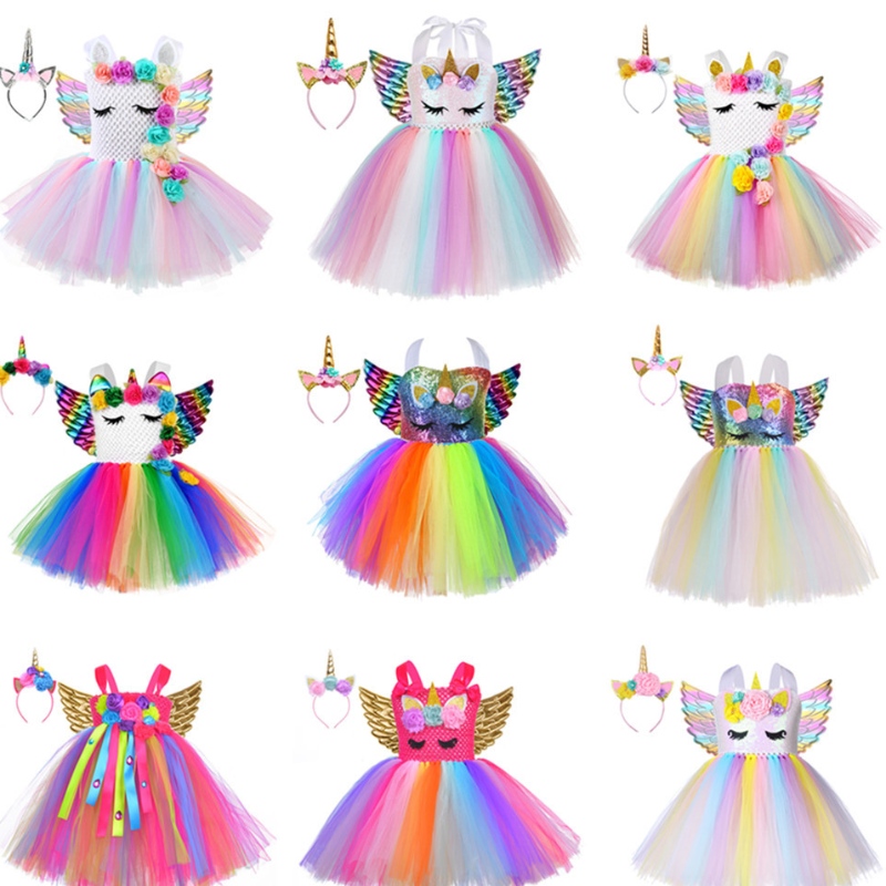 Petit enfant poney robe Unicorn Wings Princess Dress Party Cosplay Costume