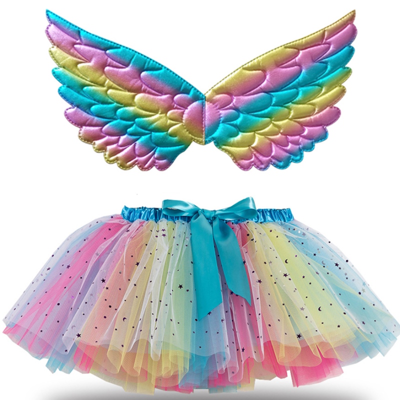 Filles multicolor tutu jupes de ballet anniversaire fête tutu robe filles \\ 'jupes de danse pour costume de princesse avec ailes