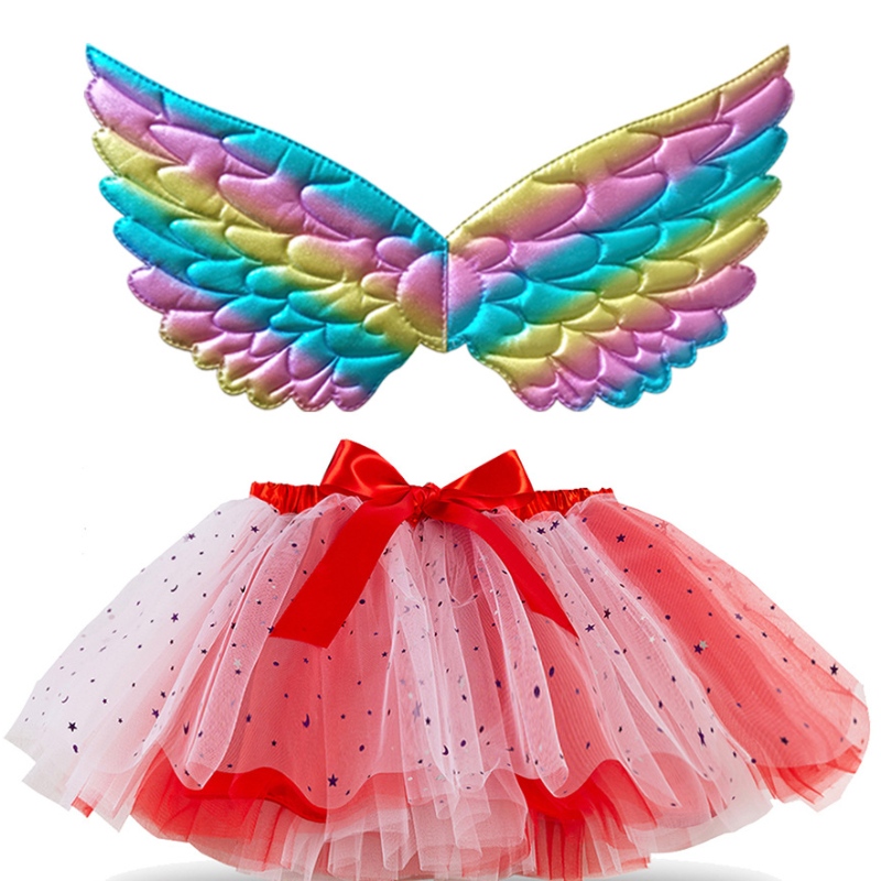 Filles multicolor tutu jupes de ballet anniversaire fête tutu robe filles \\ 'jupes de danse pour costume de princesse avec ailes