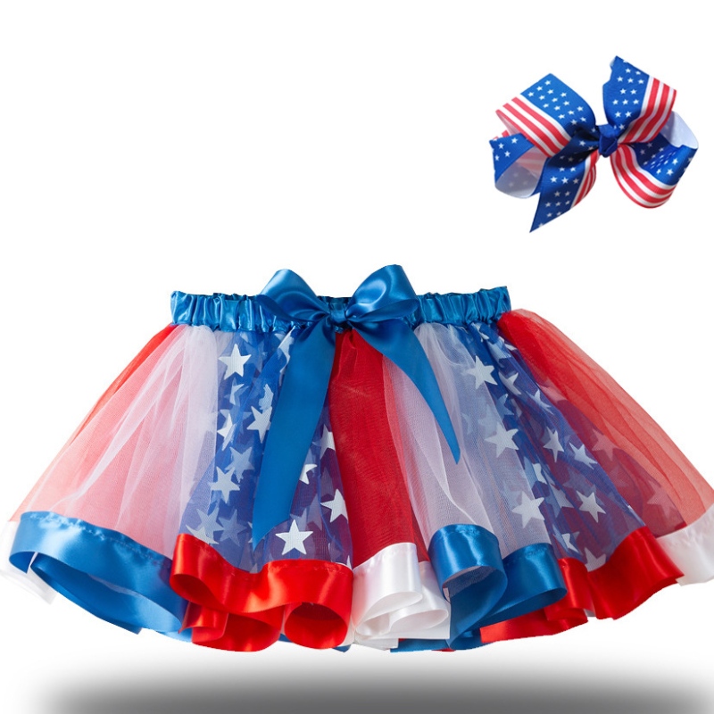 2022 Star Flag Jirt Mesh tutu jupe Halloween Tutu Costume pour les filles